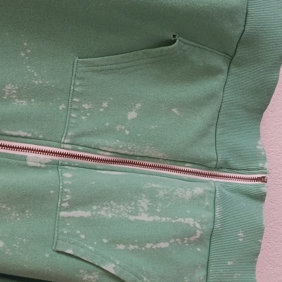 FINAL PRICE DROP Green CUSTOMIZED bleached-out effect hoodie with peace sign - Picture 12 of 12